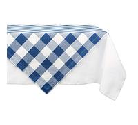 DII Classic Farmhouse Tablecloth, Cotton, Navy & Cream, Table Topper, 40x40