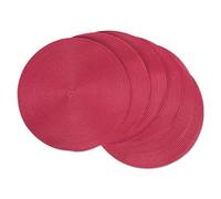 DII Classic Woven Round Placemat for Indoor/Outdoor Table Settings, Everyday Use, Family Dinners or Holidays, 15" Diameter, Tango Red, 6 Count