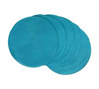 DII Classic Woven Round Placemats, 15" Diameter, Baja Blue 6 Count