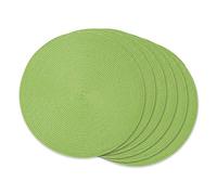 DII Classic Woven Tabletop Collection, Indoor/Outdoor Placemat Set, Round, 15" Diameter, Lime, 6 Piece