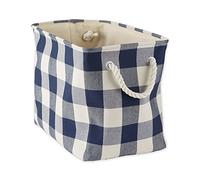 DII Collapsible Bin with Handles, Polyester, Navy & Off-White, Medium Rectangle, 16x10x12