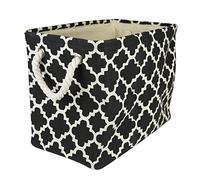 DII Collapsible Polyester Storage Basket or Bin with Durable Cotton Handles, Home Organizer Solution for Office, Bedroom, Closet, Toys, & Laundry (Large - 17.75x12x15”), Black Lattice