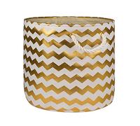 DII Collapsible Polyester Storage Basket or Bin with Durable Cotton Handles, Home Organizer Solution for Office, Bedroom, Closet, Toys, & Laundry (Medium Round - 16x15"), Gold Chevron