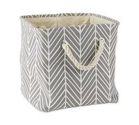 DII Collapsible Polyester Storage Basket or Bin with Durable Cotton Handles, Home Organizer Solution for Office, Bedroom, Closet, Toys, & Laundry (11x11x11") - Gray Herringbone