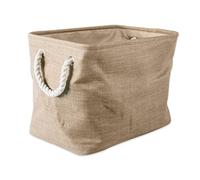 DII, Collapsible Variegated Polyester Storage Bin with Cotton Handles Small Taupe