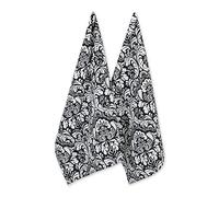 DII Cotton Damask Kitchen Dish Towels, 28 x 18 Set of 2, Low Lint Decorative Tea Towel for Everyday Cooking and Baking-Black