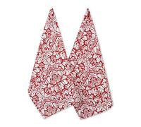 DII Cotton Damask Kitchen Dish Towels, 28 x 18 Set of 2, Low Lint Decorative Tea Towel for Everyday Cooking and Baking-Tango Red