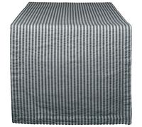 DII Cotton Seersucker Striped Table Runner for Dinning Room, Foyer Summer Parties and Everyday Use, 14x72, Mineral Gray and White
