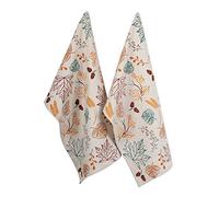 DII Cotton Thanksgiving Holiday Dish, Decorative Oversized Embroidered Towels, Perfect Home and Kitchen Gift, Autumn Leaves Print, Set of 2
