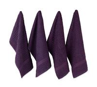 DII Cotton Waffle Terry Dish Towels, 15 x 26 Set of 4, Ultra Absorbent, Heavy Duty, Drying & Cleaning Kitchen Towels-Eggplant