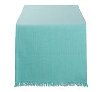 DII Cotton Woven Heavyweight Table Runner with Decorative Fringe for Spring, Summer, Family Dinners, Outdoor Parties, & Everyday Use (14x72) Aqua Solid