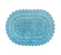 DII Crochet Collection Reversible Bath Mat, Large Oval, 21x34, Cameo Blue