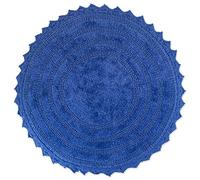 DII Crochet Collection Reversible Bath Mat, Round, 27.5" Diameter, Blueberry