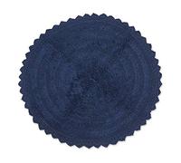 DII Crochet Collection Reversible Bath Mat, Round, 27.5" Diameter, French Blue