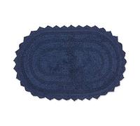 DII Crochet Collection Reversible Bath Mat, Small Oval, 17x24, French Blue