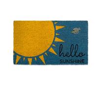 DII Decorative Mat, Coir, Hello Sunshine, Blue, 1'6" x 2'6" (Rectangular)