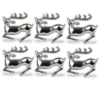 DII Decorative Napkin Ring Set, Silver Reindeer, One Size