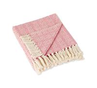 DII Diamond Stitch Woven Throw, Cotton, Rose, 50x60