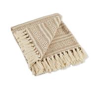 DII Diamond Stripe Woven Throw, Cotton, Stone, 50x60-Inch