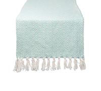 DII Diamond Table Runner, Cotton, Aqua, 15 x 72 inches