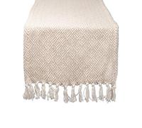 DII Diamond Table Runner, Cotton, Stone, 15 x 72 inches
