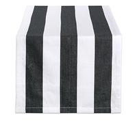 DII Dobby Stripe Tabletop Collection, Cotton, Black & White, 18x72 Table Runner
