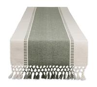 DII Dobby Stripe Woven Table Runner, 13x108 (13x113.5, Fringe Included), Artichoke