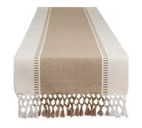 DII Dobby Stripe Woven Table Runner, 13x108 (13x113.5, Fringe Included), Stone