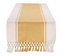 DII Dobby Stripe Woven Table Runner, Cotton, Honey Gold, 13 x 108 cm