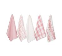 DII Everyday Basic Kitchen Collection Large Woven Cotton Dishtowel/Tea Towel Set, 18x28, Rose, 5 Count