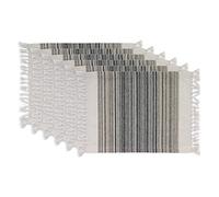 DII Everyday Collection Fringed Stripe Tabletop, Placemat Set, 13x20, Black 2 Count