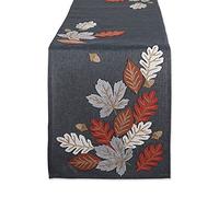 DII Fall Table Décor Embroidered Tabletop for Thanksgiving Dining, Table Runner, 14x70, Autumn Leaves