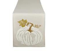 DII Fall Table Décor Embroidered Tabletop for Thanksgiving Dining, Table Runner, 14x70, White Pumpkin