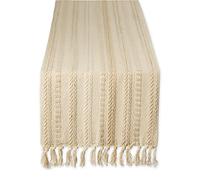 DII Farmhouse Braided Stripe Table Runner Collection, 15x108 (15x113, Fringe Included), Vintage Linen