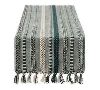 DII Farmhouse Braided Stripe Table Runner Collection, 15x72 (15x77, Fringe Included), Dark Green