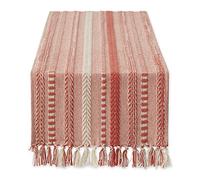 DII Farmhouse Braided Stripe Table Runner Collection, 15x72 (15x77, Fringe Included), Spice