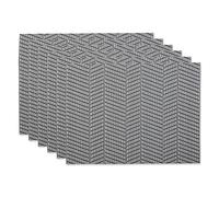 DII Farmhouse Stripe Woven Tabletop Collection Placemat Set, 13x17.25, Gray 6 Piece