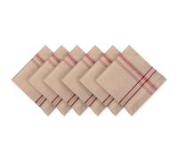 DII Farmhouse Style Napkin Set, Cotton, Taupe/Red, 20" x 20" (Set of 6)