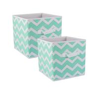 DII Foldable Fabric Storage Bins for Nursery, Offices, Home, Containers are Made to Fit Standard Cube Organizers, Small (2), Aqua