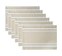 DII French Stripe Dining Table Collection Farmhouse Style Placemat Set, 13x19 Inches, Taupe/White, 6 Piece