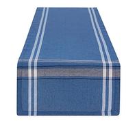 DII French Stripe Dining Table Collection Farmhouse Style Table Runner, 14x108 Inches, Blue Chambray