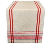 DII French Stripe Dining Table Collection Farmhouse Style Table Runner, 14x108 Inches, Taupe/Red