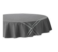 DII French Stripe Dining Table Collection Farmhouse Style Tablecloth, 70 Inches Round, Gray Chambray