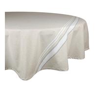 DII French Stripe Dining Table Collection Farmhouse Style Tablecloth, 70 Inches Round, Taupe/White