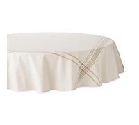 DII French Stripe Dining Table Collection Farmhouse Style Tablecloth, 70 Inches Round, White Chambray