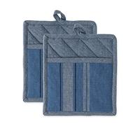 DII French Stripe, Kitchen Collection, Potholders, Chambray Blue, 2 Count