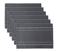 DII French Stripe Tabletop Collection Farmhouse Style Dining Table Linen Placemat Set, 13x19, Gray Chambray, 6 Piece