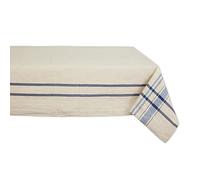 DII French Stripe Tabletop Collection Farmhouse Style Dining Table Linen Tablecloth, 60x104, Taupe/Blue