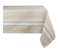 DII French Stripe Tabletop Collection Farmhouse Style Dining Table Linen Tablecloth, 60x104, Taupe/White