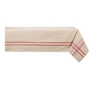 DII French Stripe Tabletop Collection Farmhouse Style Dining Table Linen Tablecloth, 60x120, Taupe/Red